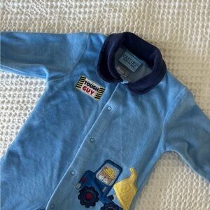 Vintage Carter's Light Blue 'Tough Guy' Construction One-Piece